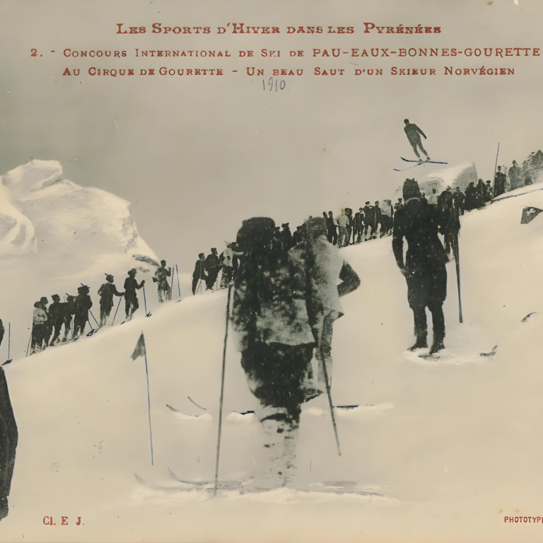 Les 15 et 16 février 1908, la ville thermale des Eaux-Bonnes organise son premier Concours international de ski des Pyrénées !